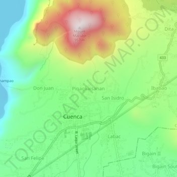 Pinagkaisahan地形图、海拔、地势