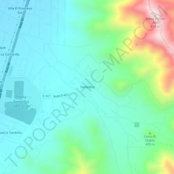 Tambillos地形图、海拔、地势