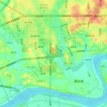 九角塘地形图、海拔、地势