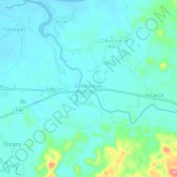 Cabanbanan Sur地形图、海拔、地势