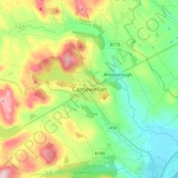 Castlewellan地形图、海拔、地势