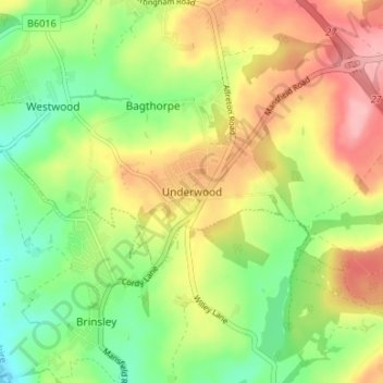 Underwood地形图、海拔、地势