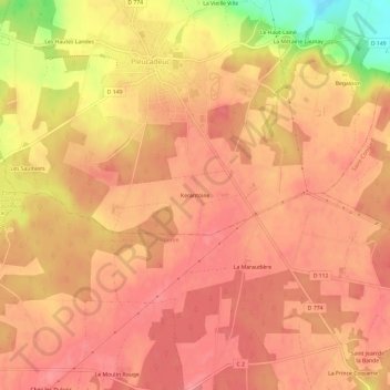 Kerantoine地形图、海拔、地势