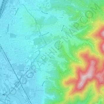 Fessenbach地形图、海拔、地势