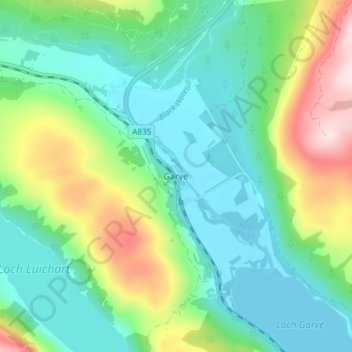 Garve地形图、海拔、地势