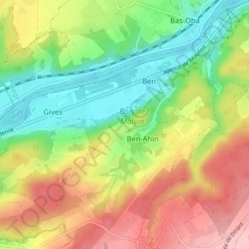 Bois des Rois地形图、海拔、地势