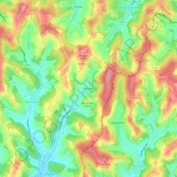 Pernreith地形图、海拔、地势