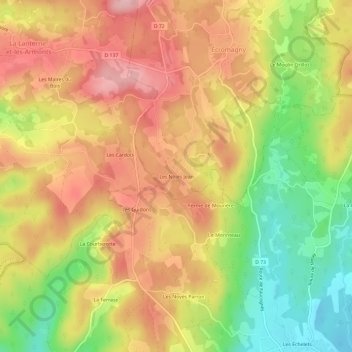 Les Noies Jean地形图、海拔、地势