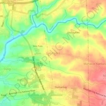 San Pedro地形图、海拔、地势