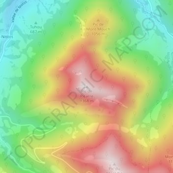 Pic de Picarre地形图、海拔、地势
