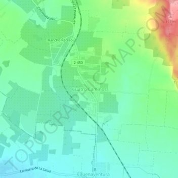 Cuatro Caminos地形图、海拔、地势