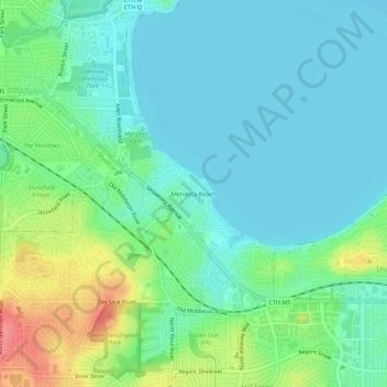 Mendota Beach地形图、海拔、地势