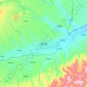 洛宁县地形图、海拔、地势