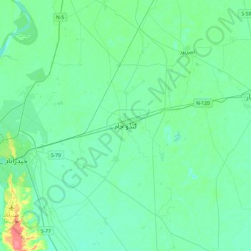 Tando Jam地形图、海拔、地势