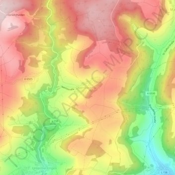 Obermettingen地形图、海拔、地势