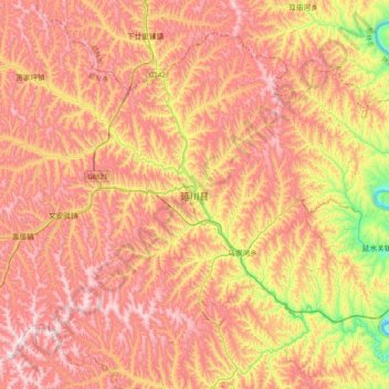 延川县地形图、海拔、地势