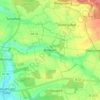 Bimbach地形图、海拔、地势