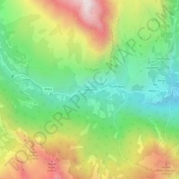 Olagniers地形图、海拔、地势
