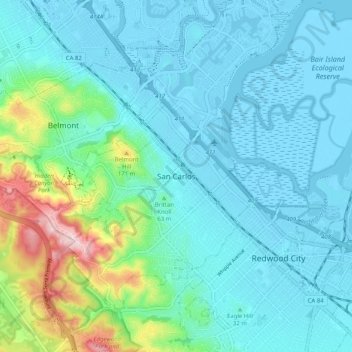 San Carlos地形图、海拔、地势