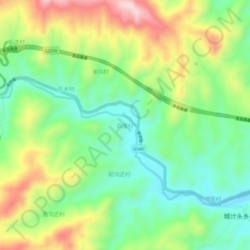 白崖村地形图、海拔、地势