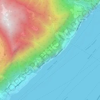 Muslone地形图、海拔、地势