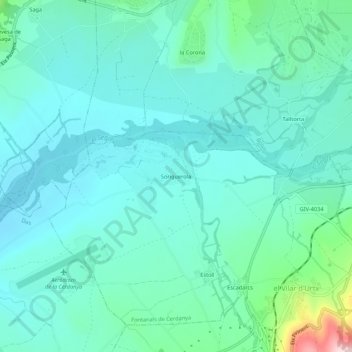 Soriguerola地形图、海拔、地势