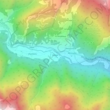 Grange地形图、海拔、地势