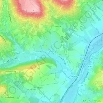 Nyon地形图、海拔、地势