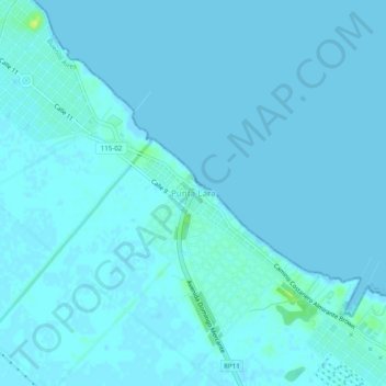 Punta Lara地形图、海拔、地势