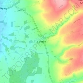 Sancton地形图、海拔、地势