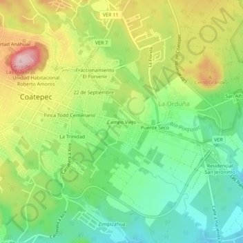 Campo Viejo地形图、海拔、地势