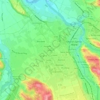 Pondeilh地形图、海拔、地势