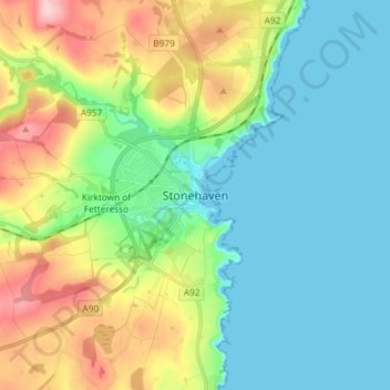 Stonehaven地形图、海拔、地势