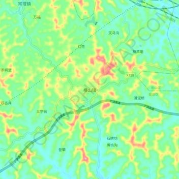 横山镇地形图、海拔、地势