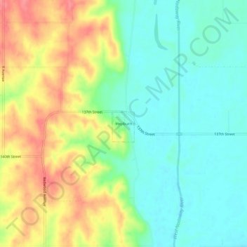 Hepburn地形图、海拔、地势
