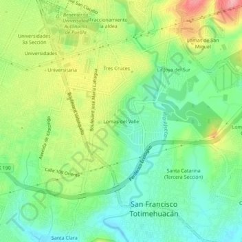 Lomas del Valle地形图、海拔、地势