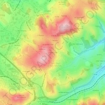 Le Petit Culty地形图、海拔、地势