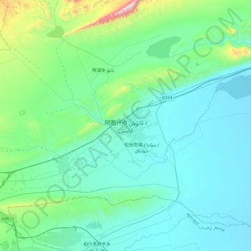 阿图什市‎地形图、海拔、地势