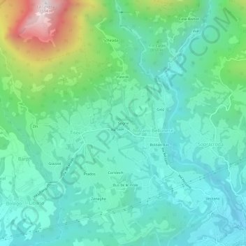 Sogne地形图、海拔、地势
