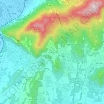 Sergnana地形图、海拔、地势
