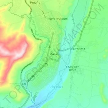 Macas地形图、海拔、地势