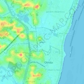 Jatobá地形图、海拔、地势