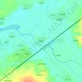萍塘村地形图、海拔、地势