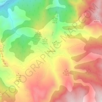 Hortoneda地形图、海拔、地势