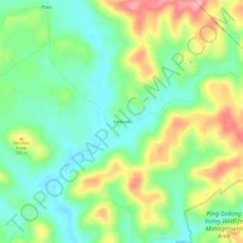 Vanhook地形图、海拔、地势