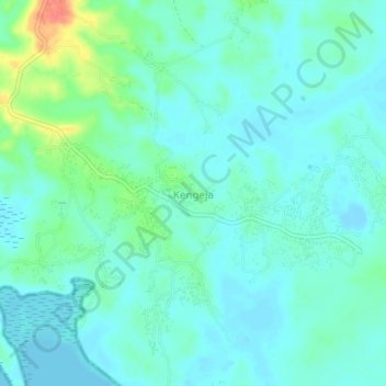 Kengeja地形图、海拔、地势