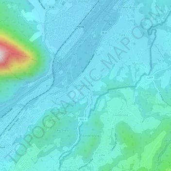Weißbach地形图、海拔、地势