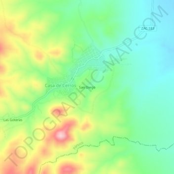San Diego地形图、海拔、地势