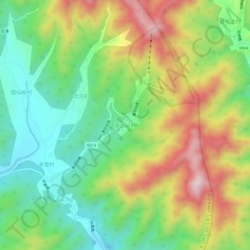 慕田峪村地形图、海拔、地势