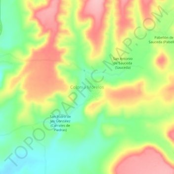 Colonia Morelos地形图、海拔、地势
